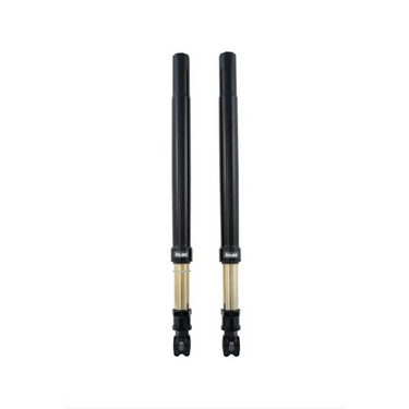 Two black and gold motorcycle forks.